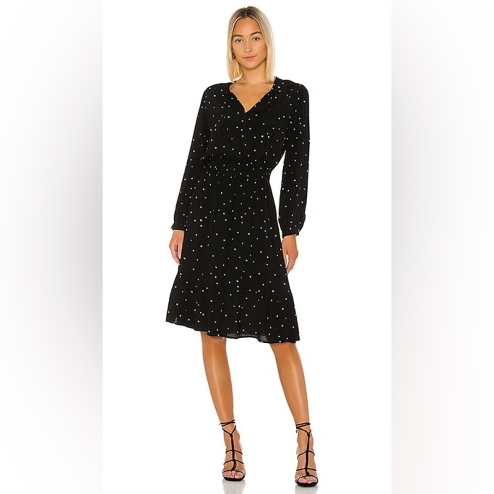 Rails Joy Star Print Long Sleeve Dress Black Casual Boho Women’s Medium